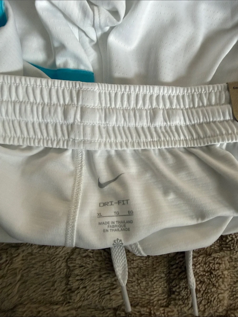 Nike Caitlin Clark White & Teal Women's Athletic Shorts with Logo
